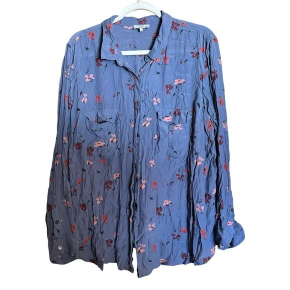 Lucky Brand Top Womens 3X Multicolor Floral Print Button Long Sleeve Blouse - Picture 1 of 7
